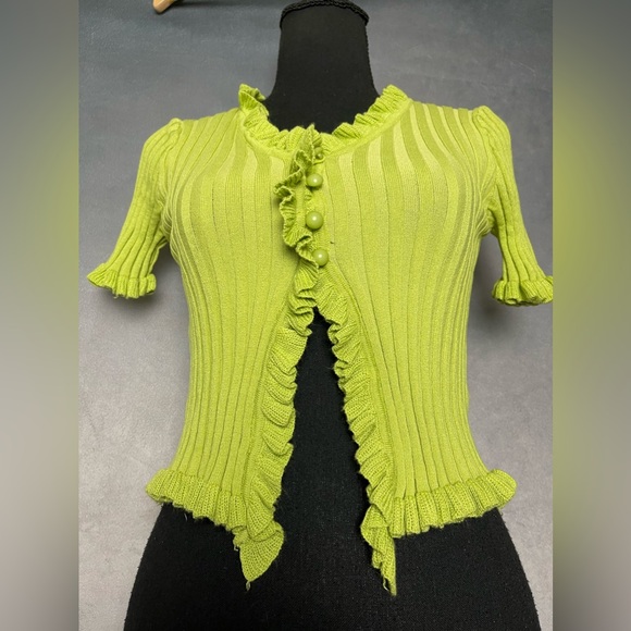 Redberry like green knit sweater shirt size medium - Picture 2 of 5